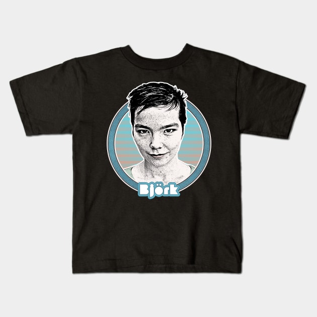 Bjork // Retro Style Fan Art Design Kids T-Shirt by DankFutura